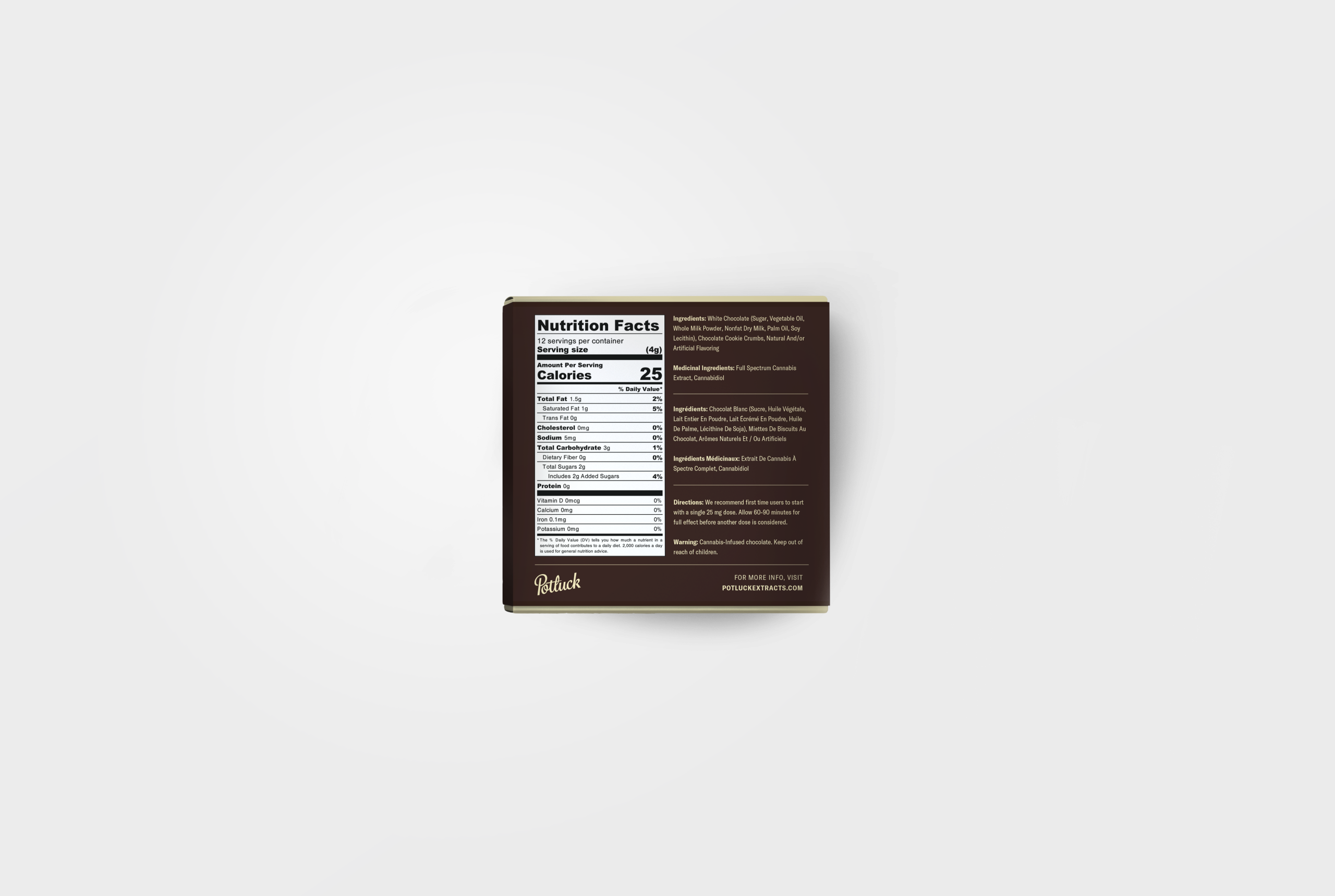 Potluck Chocolate – Cookies & Cream 300mg THC Buy Potluck Chocolate – Cookies & Cream 300mg THC online Canada