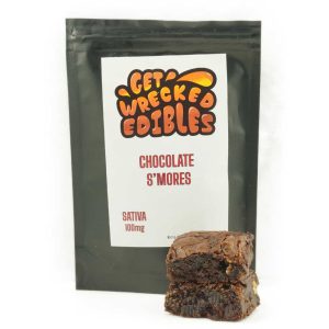 Buy Get Wrecked Edibles – Chocolate S’mores Brownie 100mg THC (Sativa) online Canada