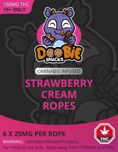 Buy Doobie Snacks – Strawberry Cream Ropes 150mg THC online Canada