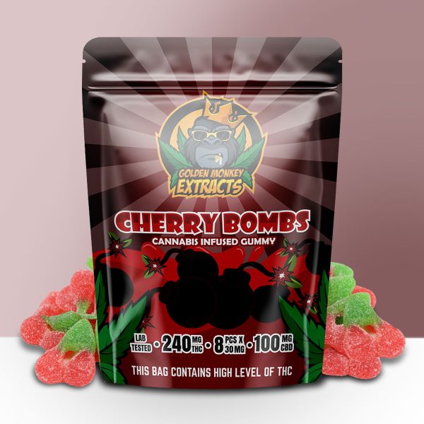 Buy Golden Monkey Extracts – Cherry Bombs Gummy 240mg THC : 100mg CBD online Canada