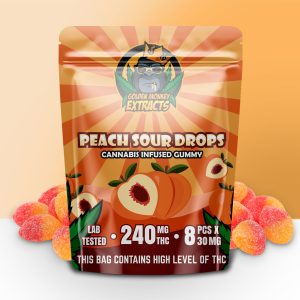 Buy Golden Monkey Extracts – Peach Sour Gummy 240mg THC online Canada