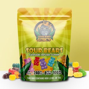 Buy Golden Monkey Extracts – Sour Bears Gummy 240mg THC : 100mg CBD online Canada