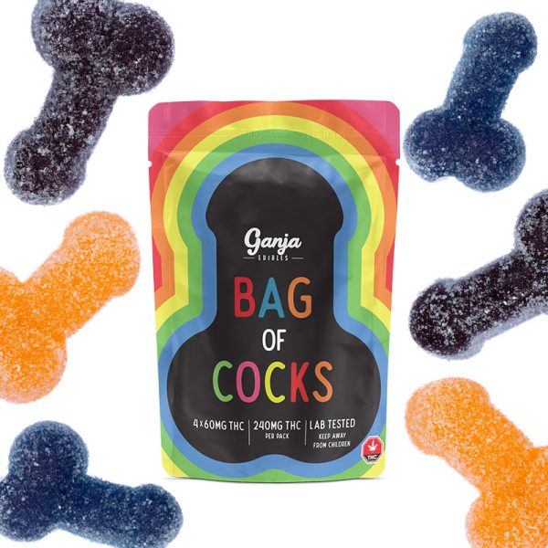 Buy Ganja Edibles – Bag of Cocks Sour 4 x 60mg THC online Canada