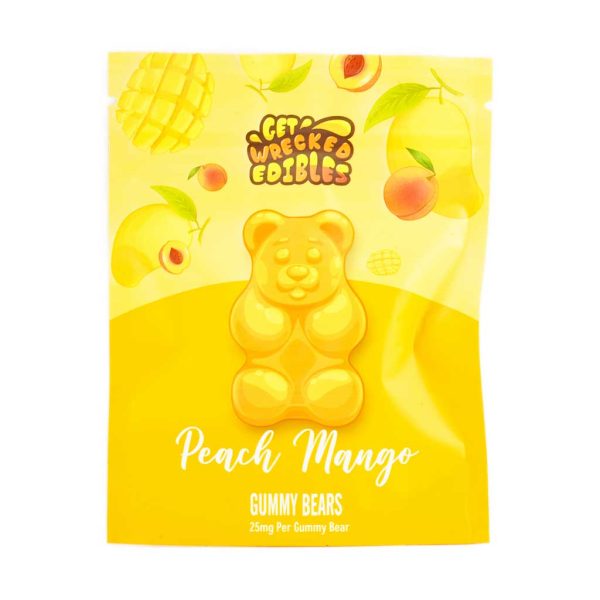 Buy Get Wrecked Edibles – Peach Mango Gummy Bears 300mg THC online Canada