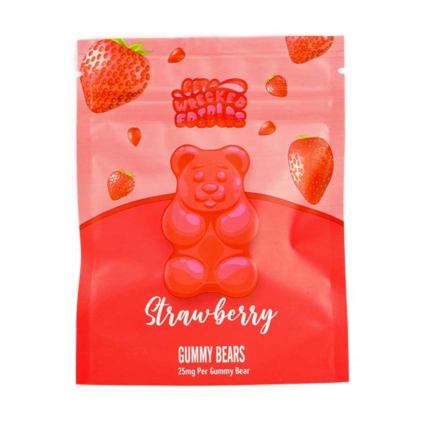 Buy Get Wrecked Edibles – Strawberry Gummy Bears THC online Canada