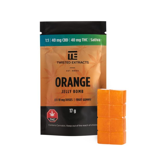 Buy Twisted Extracts Orange Jelly Bombs 1:1 40mg THC 40mg CBD Sativa online Canada