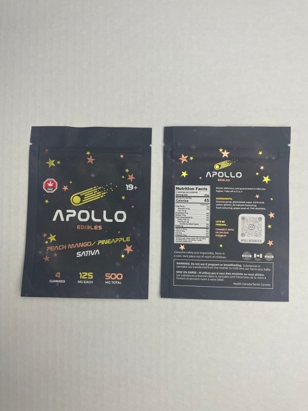 Buy Apollo Edibles – Peach Mango/Pineapple Shooting Stars 500mg THC Sativa online Canada