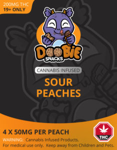 Buy Doobie Snacks – Sour Peaches 200mg THC online Canada