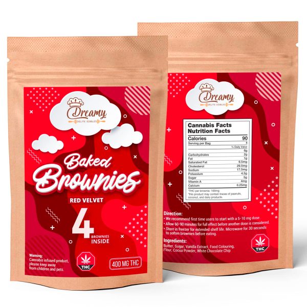Buy Dreamy Delite – Edibles Baked Brownies Red Velvet 400mg THC online Canada