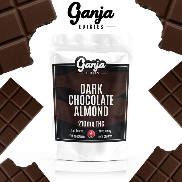Buy Ganja Edibles – Dark Chocolate Almond Bar 210mg online Canada