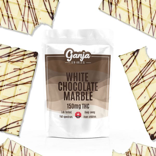 Buy Ganja Edibles – White Chocolate Marble Bar 150mg THC online Canada