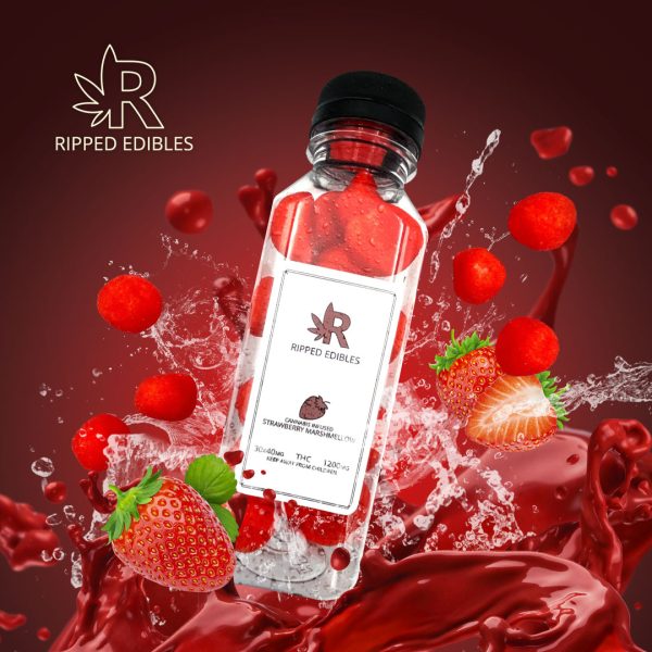 Buy Ripped Edibles – Bulk Strawberry Marshmallows 1200mg THC online Canada