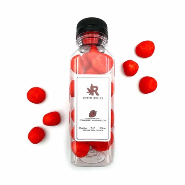 Buy Ripped Edibles – Bulk Strawberry Marshmallows 1200mg THC online Canada