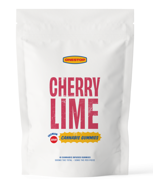 Buy One Stop – Sour Cherry Lime THC Gummies 500mg online Canada
