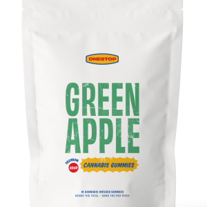 Buy One Stop – Sour Green Apple THC Gummies 500mg online Canada