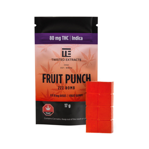 Buy Twisted Extracts Fruit Punch ZZZ Bomb 80mg THC Indica online Canada
