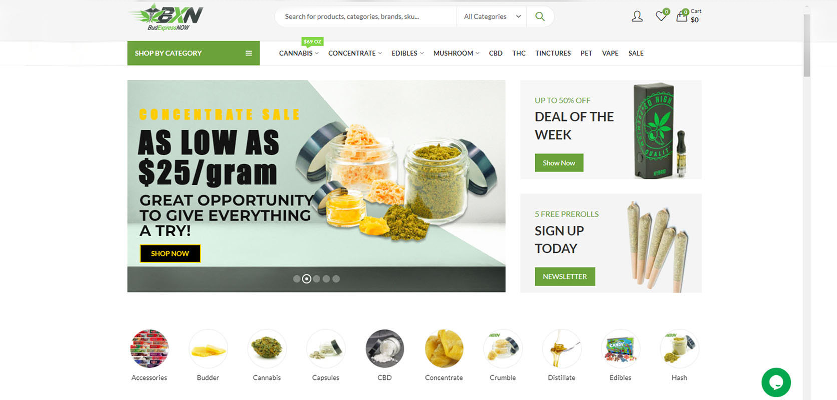 Image of the homepage for budexpressNOW. Best weed online dispensary to buy BC hash online.
