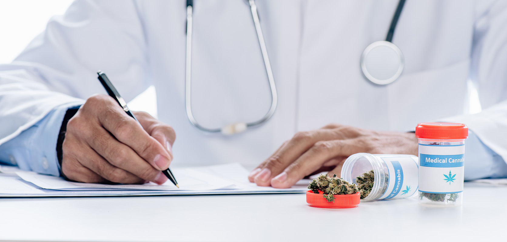 Doctor writing a medical prescription for rock tuna weed. weed online canada. order cannabis online. buy weed online.