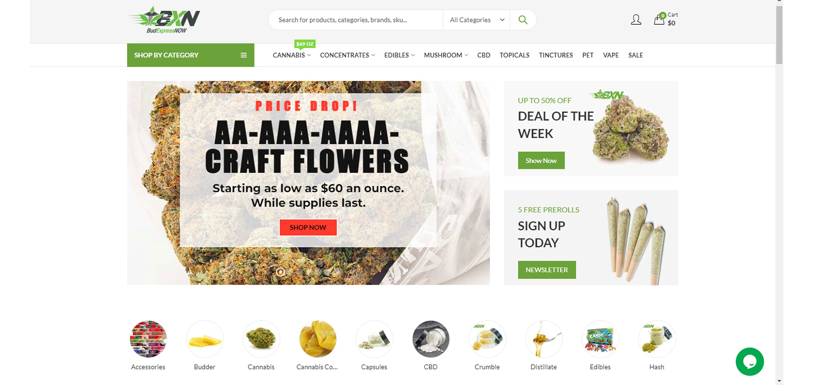 Bud Express Now weed dispensary homepage screenshot. marijuana dispensary. budgetbuds. weed edibles. canada weed. Dispensary weed.