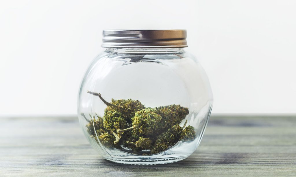 Potent value buds in a glass jar. Weed dispensary for weed online Canada.