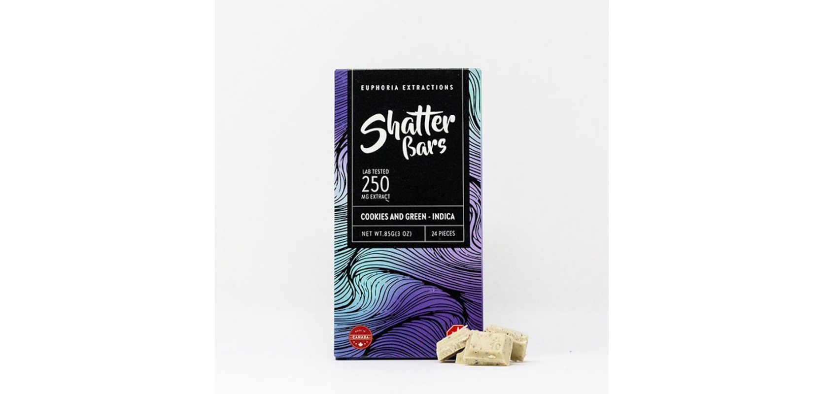 The Euphoria Extractions Cookies and Green Shatter Bars (Indica) are the best options if you are a chocolate addict looking to relieve stress and anxiety. 