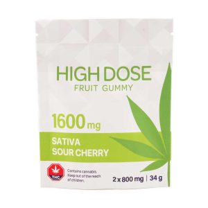 Buy High Dose Fruit Gummy – Sour Cherry 1600mg THC (Sativa) online Canada