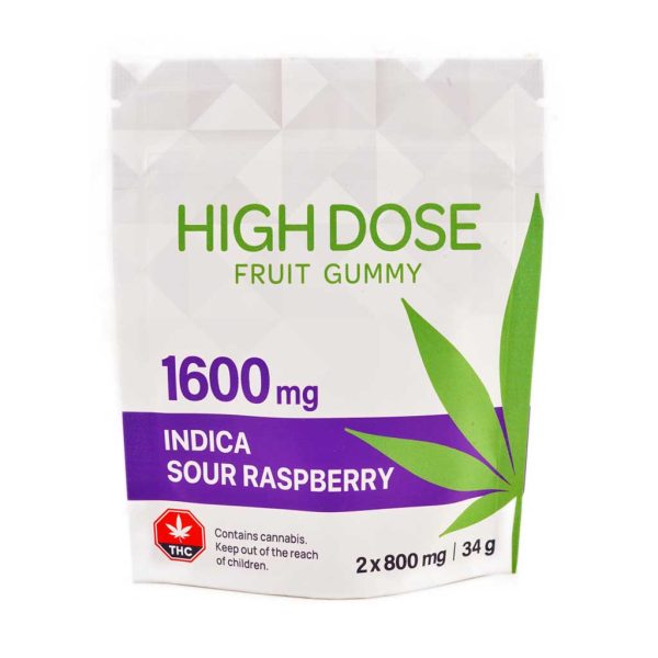 Buy High Dose Fruit Gummy – Sour Raspberry 1600mg THC (Indica) online Canada