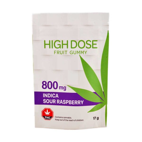 Buy High Dose Fruit Gummy – Sour Raspberry 800mg THC (Indica) online Canada