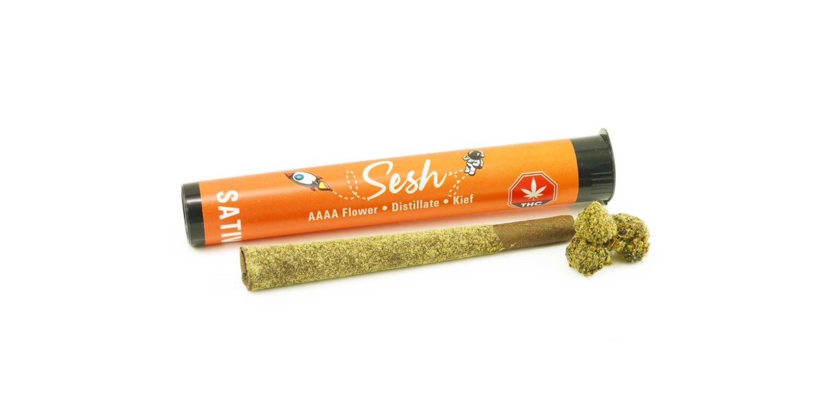 Sesh blunts are made with hemp wraps hand rolled with 1.5 grams of the finest AAAA flower, then dipped in premium distillate and rolled in kief. 