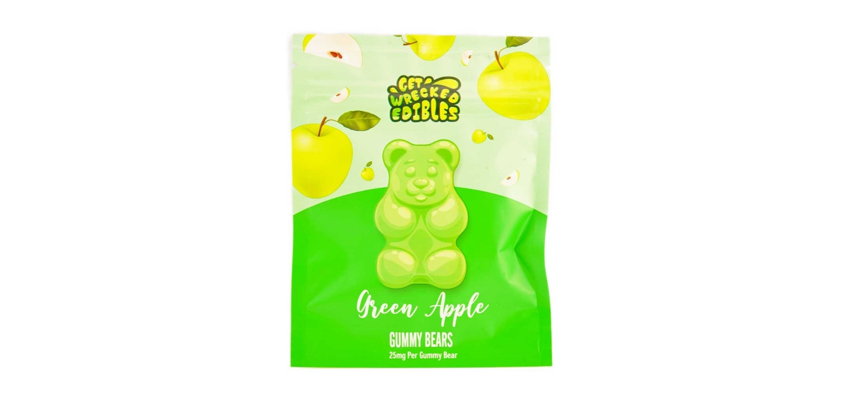 The Get Wrecked Edibles - Green Apple Gummy Bears THC is a fantastic option for stoners on the go. 