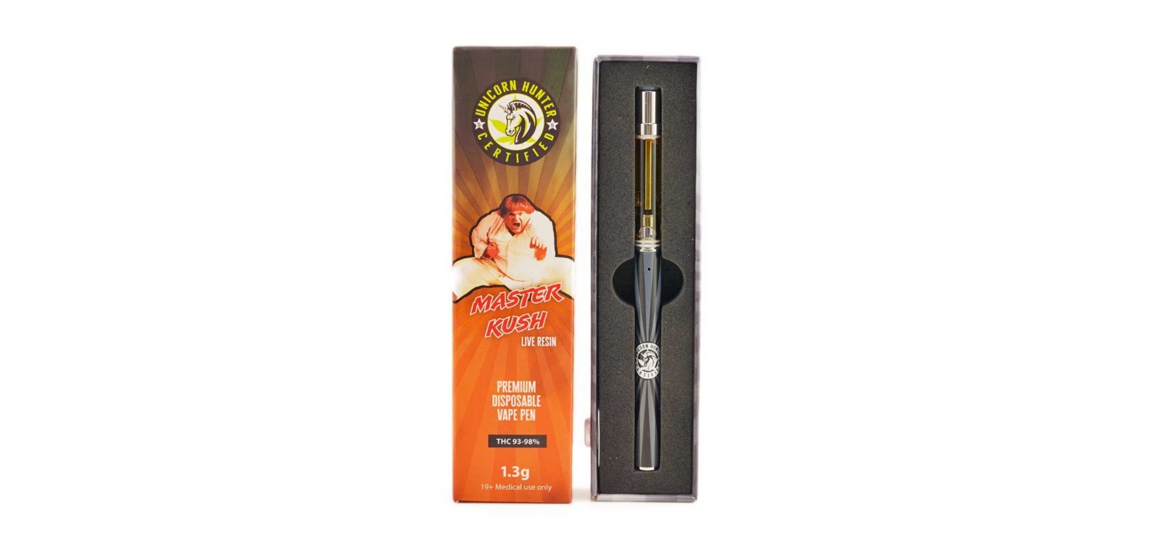 The Unicorn Hunter Concentrates - Master Kush Live Resin Disposable Pen is another great option for vape fanatics. 