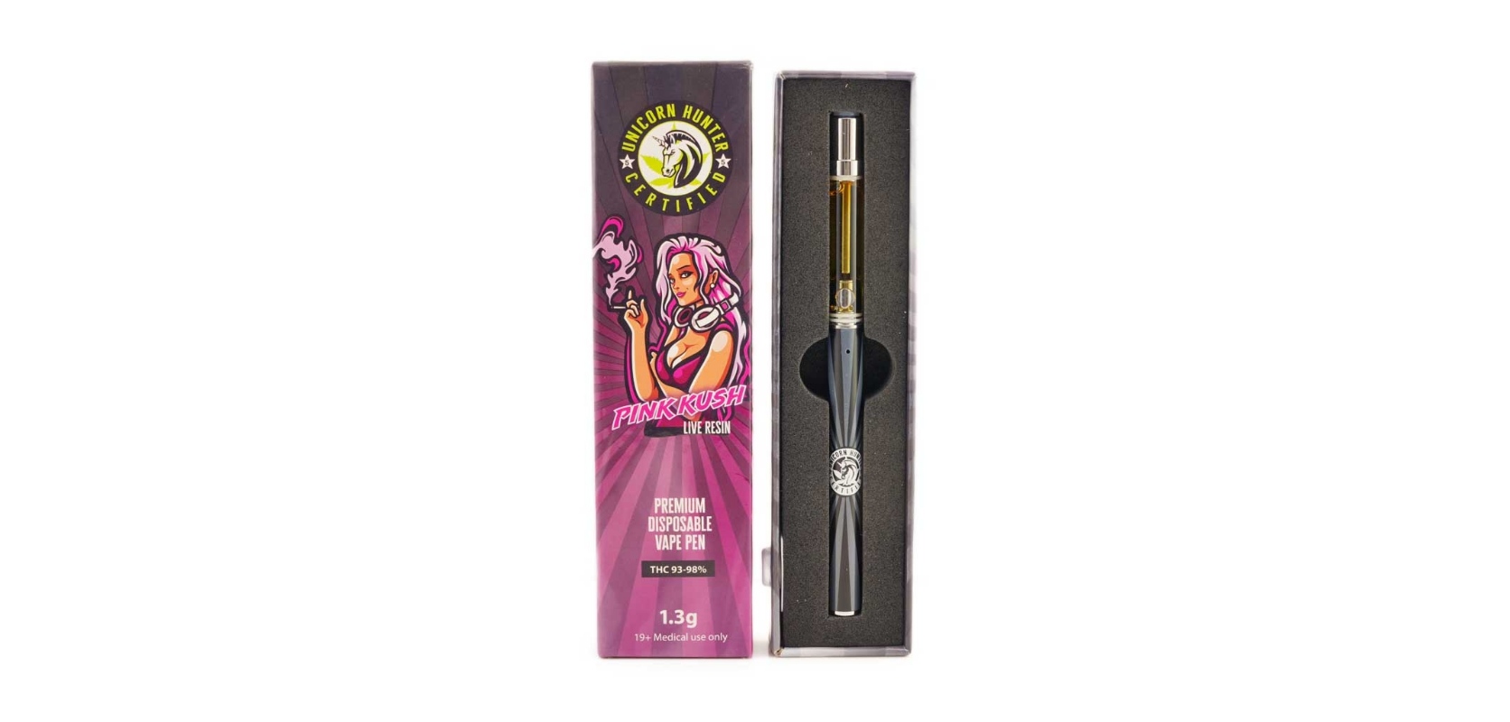 Are you a big fan of vaping? If so, get the Unicorn Hunter Concentrates - Pink Kush Live Resin Disposable Pen today. 