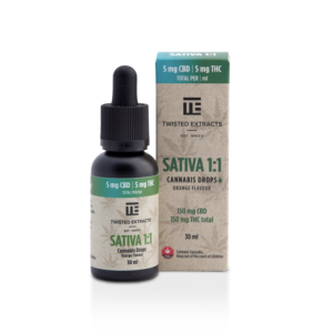 Buy Twisted Extracts – Oil Tincture – Sativa 1:1 Orange Flavoured (150mg CBD + 150mg THC – 30ml) online Canada