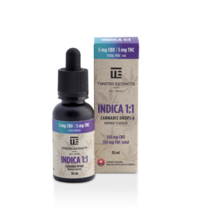 Buy Twisted Extracts – Oil Tincture – Indica 1:1 Orange Flavoured (150mg CBD + 150mg THC – 30ml) online Canada