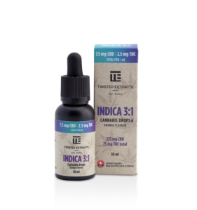 Buy Twisted Extracts – Oil Tincture – Indica 3:1 Orange Flavoured (225mg CBD + 75mg THC – 30ml) online Canada