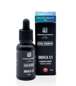 Buy Twisted Extracts 1:1 Indica Oil Tincture Drops 600mg THC 600mg CBD (Orange Flavour) online Canada