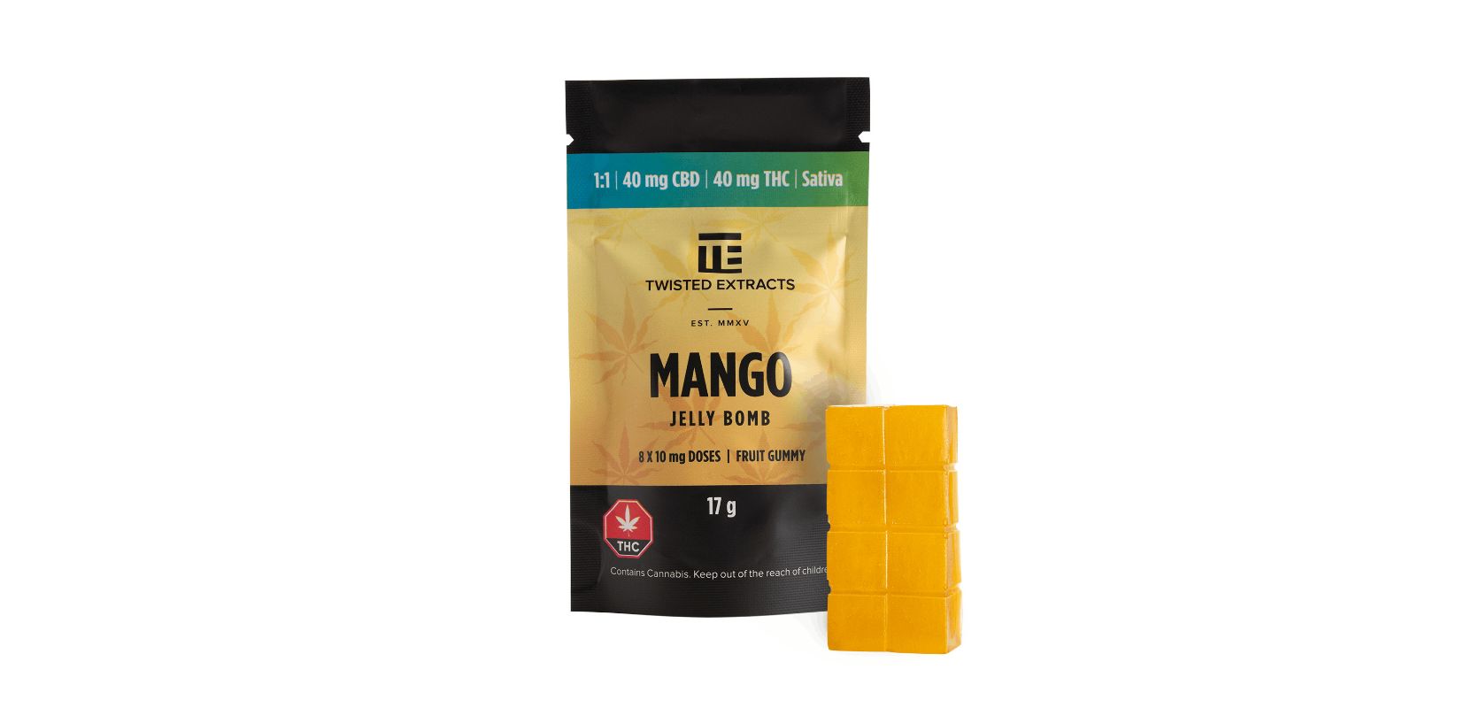 If you're in the market for a delicious and potent Sativa edible, check out the Twisted Extracts Mango Jelly Bombs 1:1.