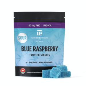 Buy Twisted Extracts Sour Blue Raspberry Twisted Singles 160mg THC Indica online Canada