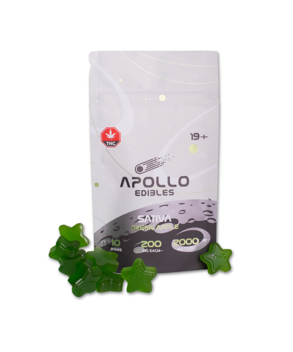 Buy Apollo Edibles – Green Apple Shooting Stars 2000mg THC Sativa online Canada
