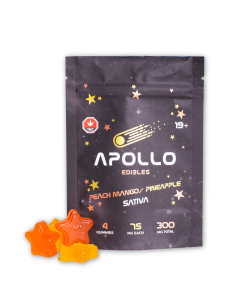 Buy Apollo Edibles – Peach Mango/Pineapple Shooting Stars 300mg THC Sativa online Canada