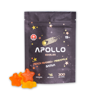 Buy Apollo Edibles – Peach Mango/Pineapple Shooting Stars 300mg THC Sativa online Canada