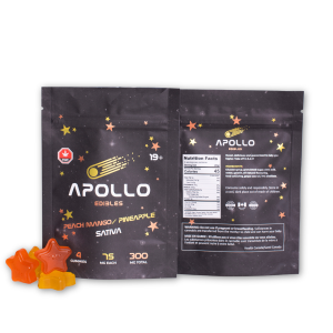 Buy Apollo Edibles – Peach Mango/Pineapple Shooting Stars 300mg THC Sativa online Canada