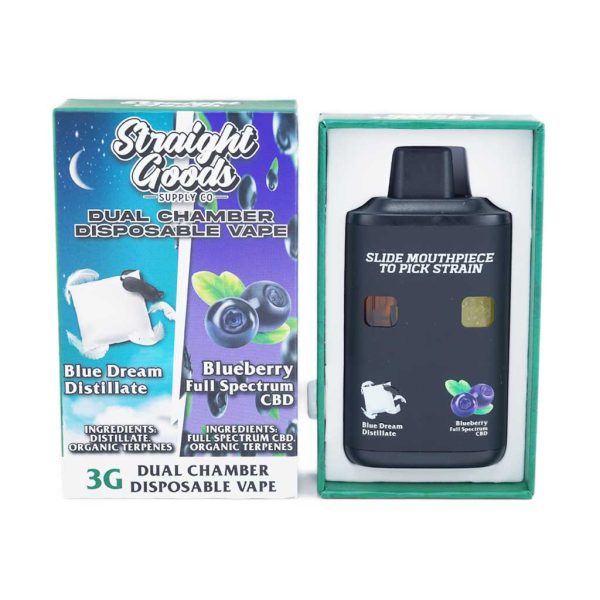 Buy Straight Goods – Dual Chamber Vape – Blue Dream + Blueberry Full Spectrum CBD (3G + 3G) online Canada