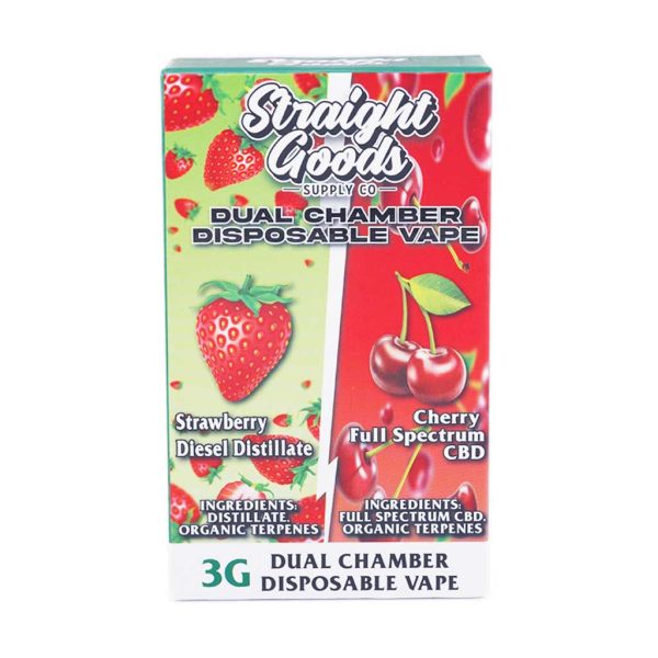 Buy Straight Goods – Dual Chamber Vape – Strawberry Diesel + Cherry Full Spectrum CBD (3G + 3G) online Canada