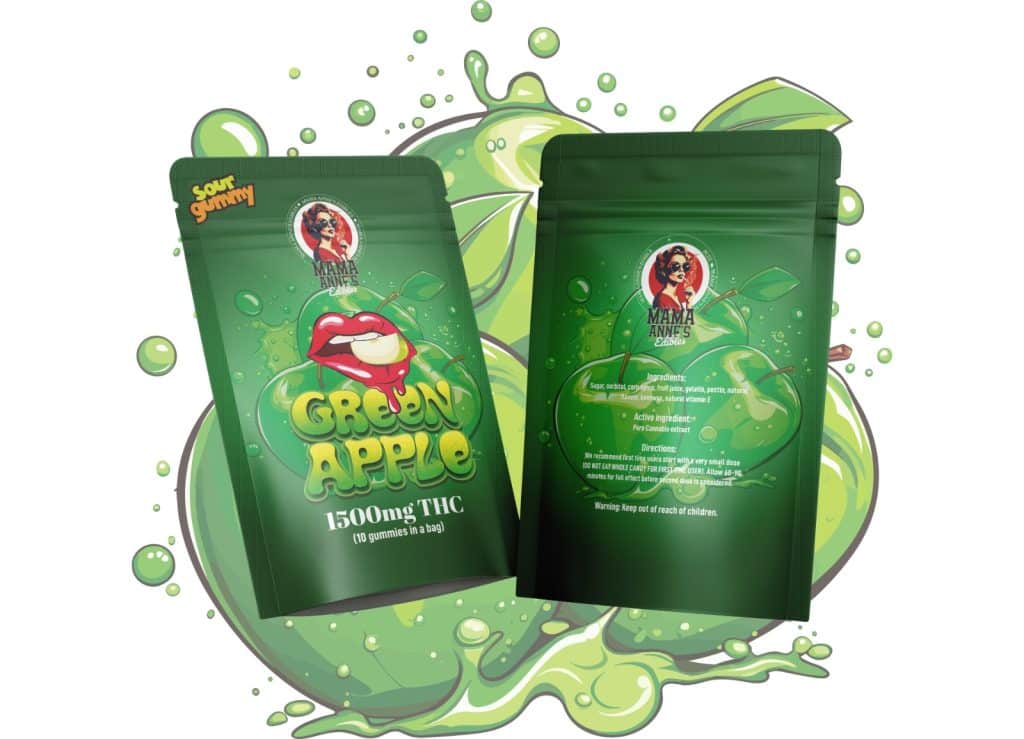 Buy Mama Anne’s Edibles – Green Apple Gummy – 1500mg THC online Canada