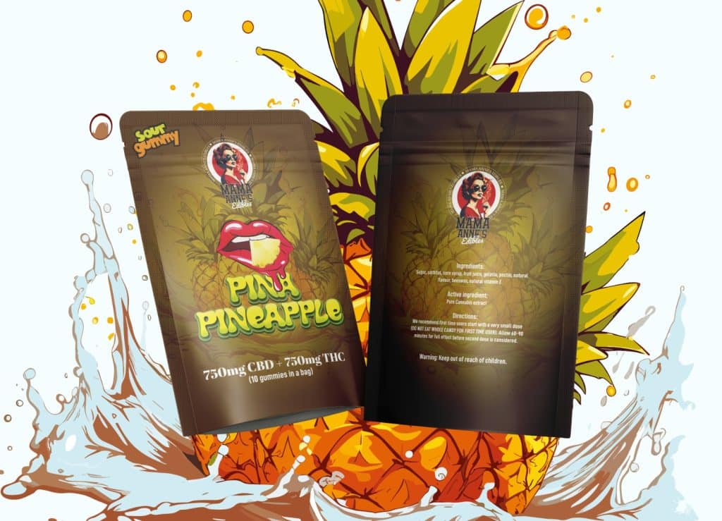 Buy Mama Anne’s Edibles – Pina-Pineapple Gummy – 1:1 (750mg CBD + 750mg THC) online Canada