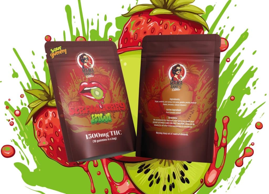 Buy Mama Anne’s Edibles – Strawberry Kiwi Gummy – 1500mg THC online Canada