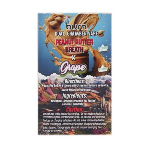Buy Burn Extracts – Dual Chamber Disposable Vape – Peanut Butter Breath + Grape (3G +3G) online Canada