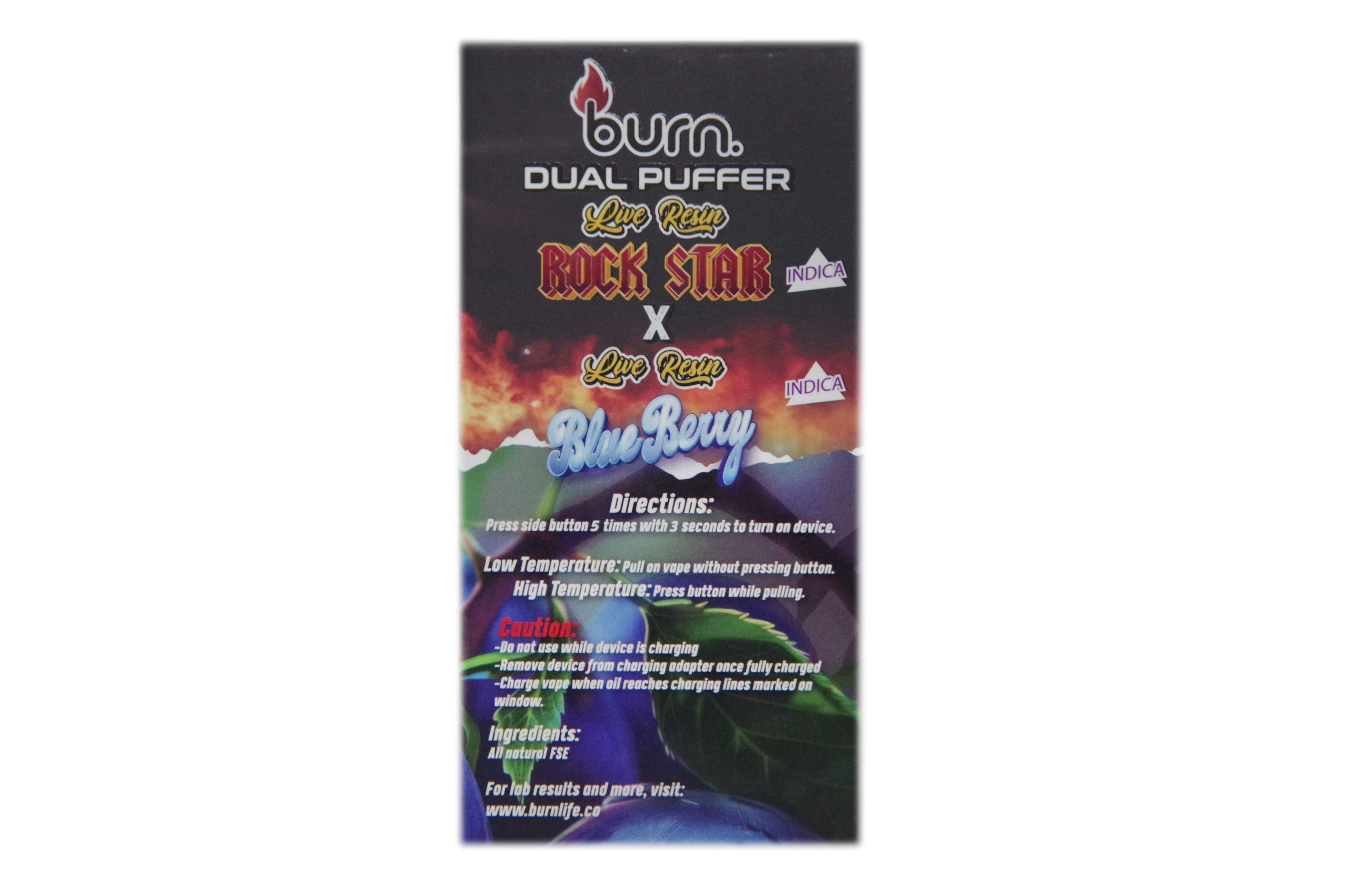 Buy Burn Extracts – Dual 2 Gram Puffer – Live Resin Rockstar x Live Resin Blueberry (2 Grams + 2 Gram) online Canada
