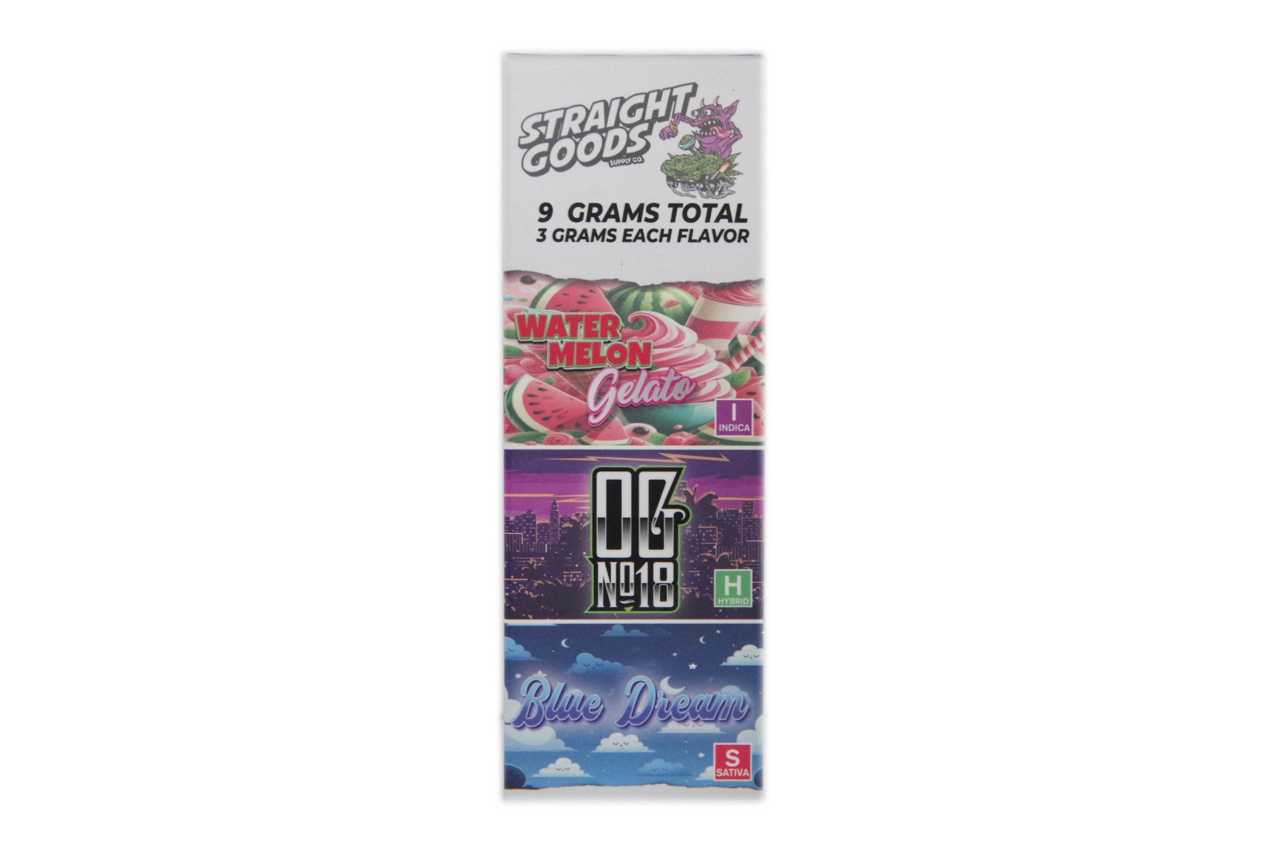 Buy Straight Goods – Triple Chamber Vape – Watermelon Gelato + OG No18 + Blue Dream (3 Grams + 3 Grams + 3 Gram) online Canada